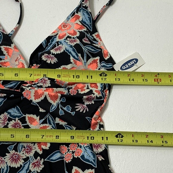 NEW - Women’s Size Small Black And Blue Floral Print One Piece Swimsuit Swimwear - Picture 4 of 12